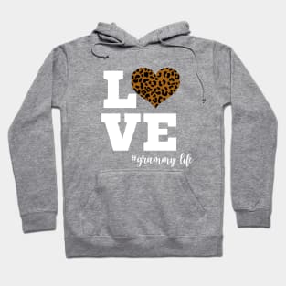 Love Grammy Life Leopard Print Heart Hoodie